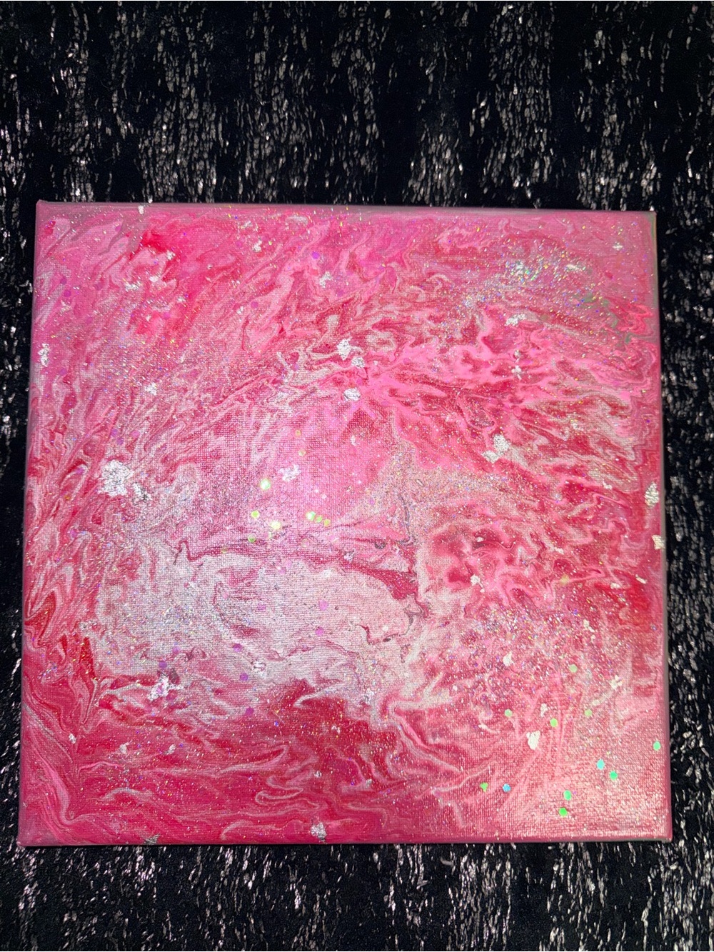 Hand-Poured Pink Abstract Canvas Wall Art - Unbranded